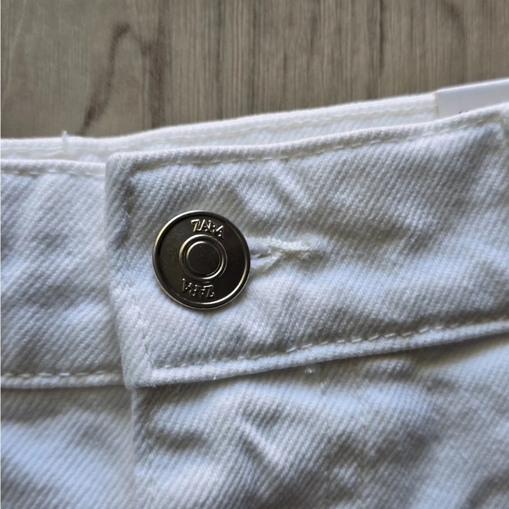 Zara White Denim Mom Shorts Sz 8 Women New - Picture 8 of 13